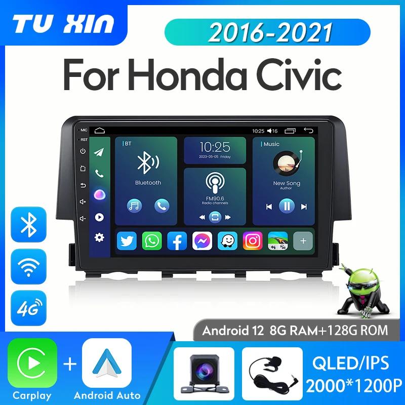 Car Multimedia Player for Honda Civic 2016-2021 ȵ̵ 12 8 Core Wifi Bluetooth Carplay ȵ̵ Auto IPS 2K Car Radio